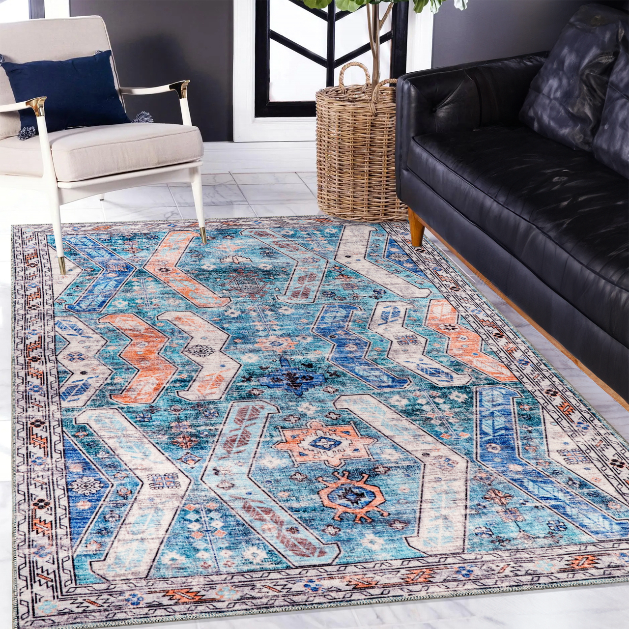 Ljuva Home Ð Kilim Red Medallion Washable Rug Ð Design NL1015