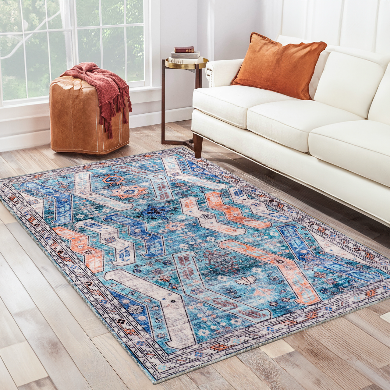 Ljuva Home Ð Kilim Red Medallion Washable Rug Ð Design NL1015