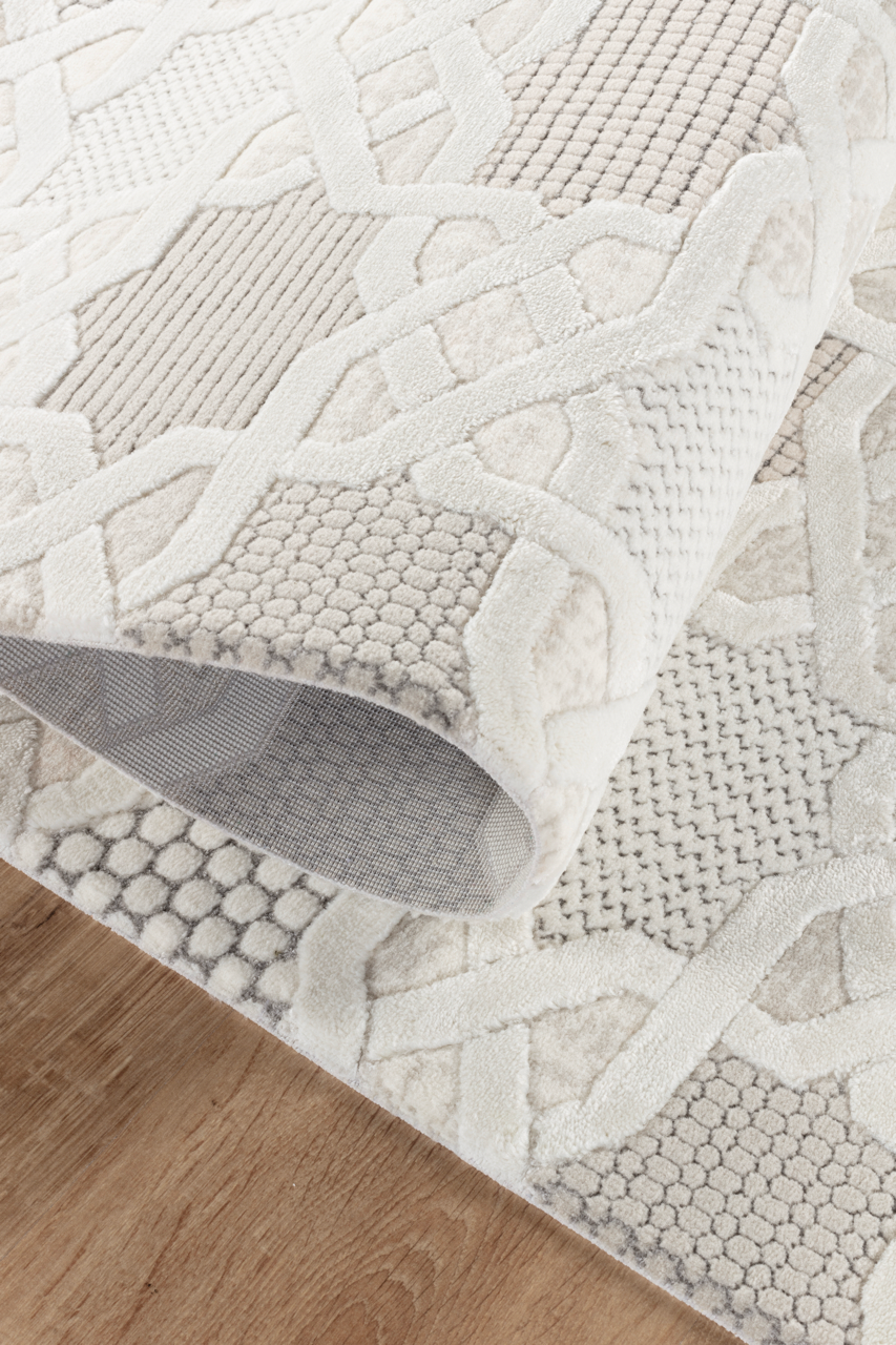 Ljuva Home Cream Modern Boyut BY003 Area Rug – Polypropylene and Polyester, Non‑Shed, Easy‑Clean, Durable | Bedroom, Study, Kids Room, Entryway