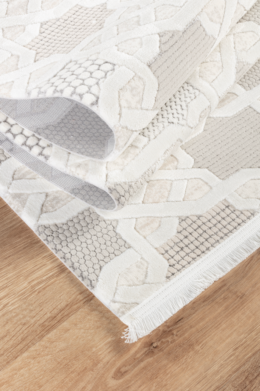 Ljuva Home Cream Modern Boyut BY003 Area Rug – Polypropylene and Polyester, Non‑Shed, Easy‑Clean, Durable | Bedroom, Study, Kids Room, Entryway