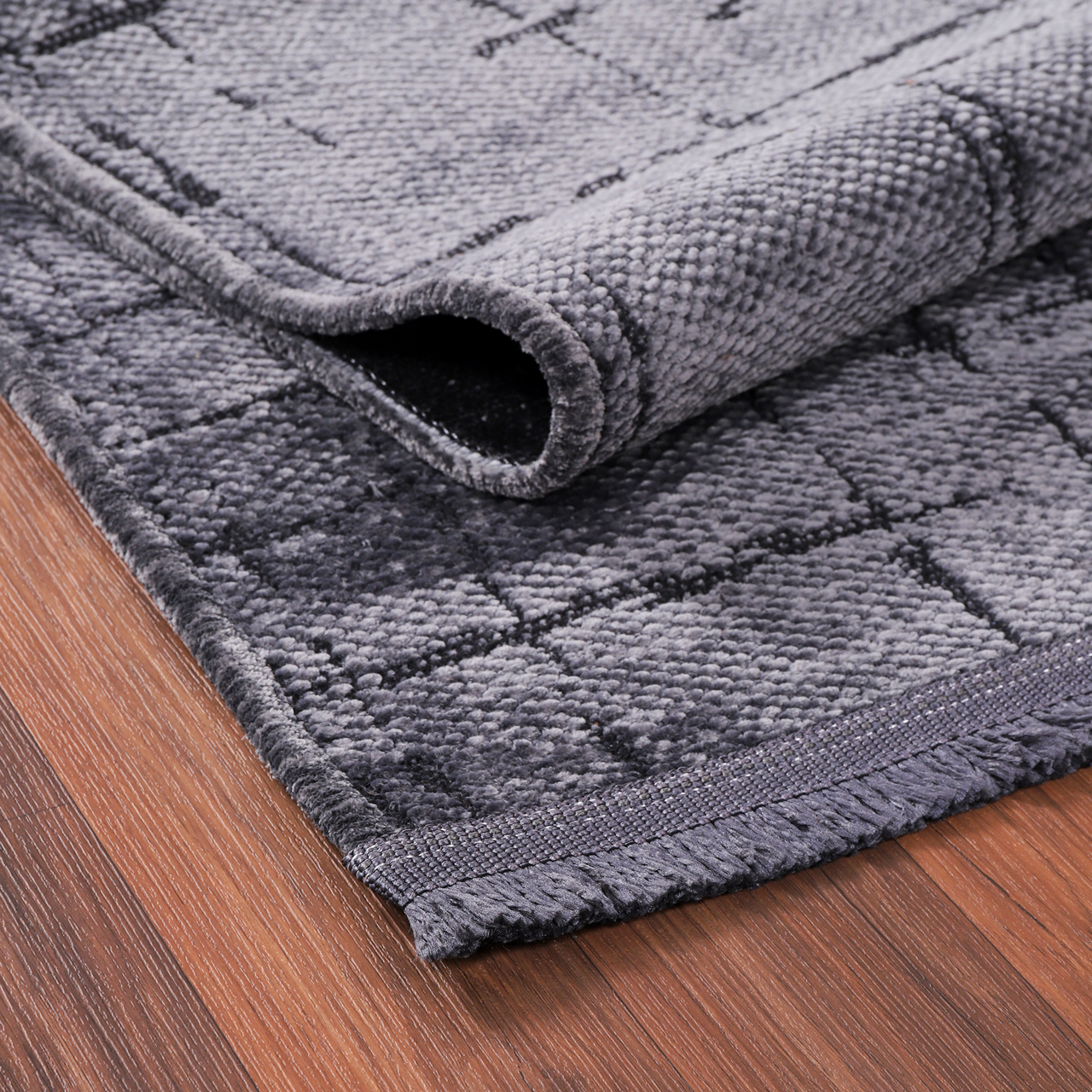 Ljuva Home Machine Washable Rug NT201 – DARK GRAY Soft Chenille