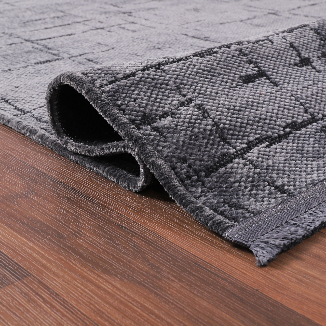 Ljuva Home Machine Washable Rug NT201 – DARK GRAY Soft Chenille