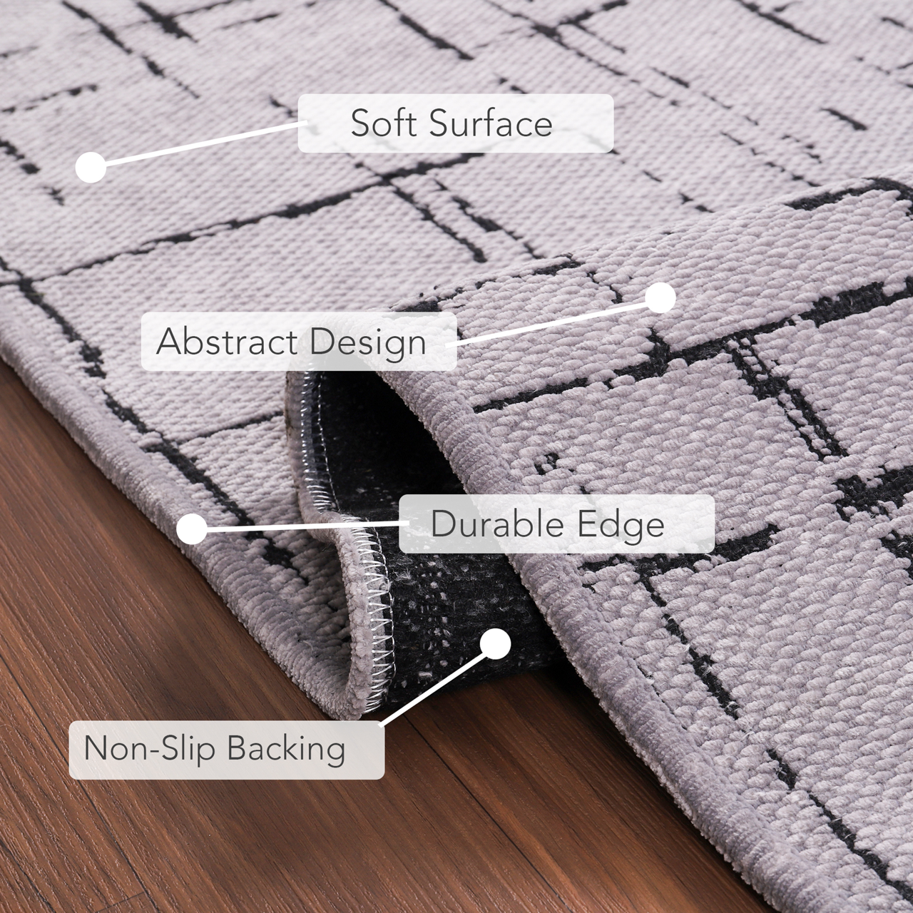 Ljuva Home Machine Washable Rug NT201 – GRAY Soft Chenille