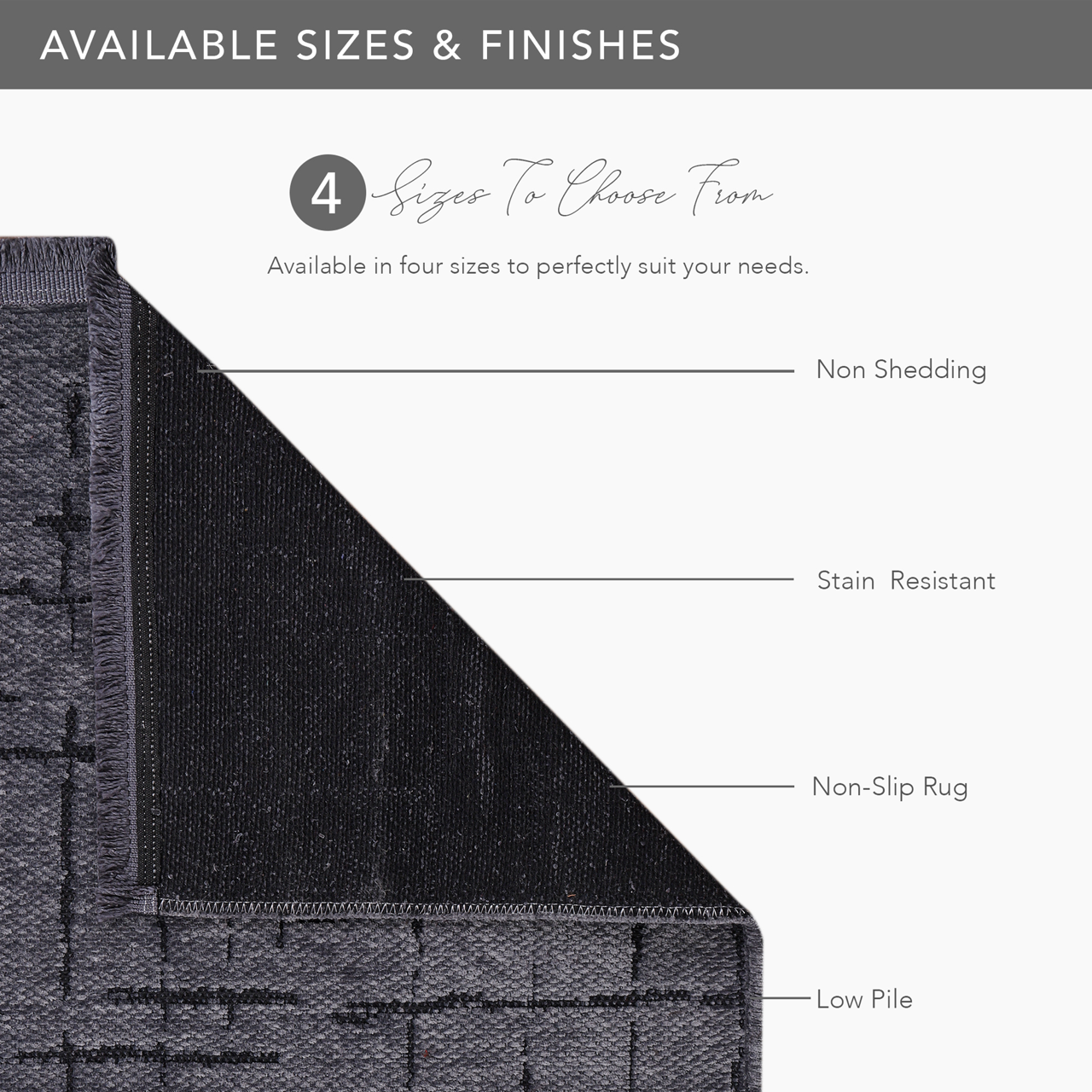 Ljuva Home Machine Washable Rug NT201 – DARK GRAY Soft Chenille