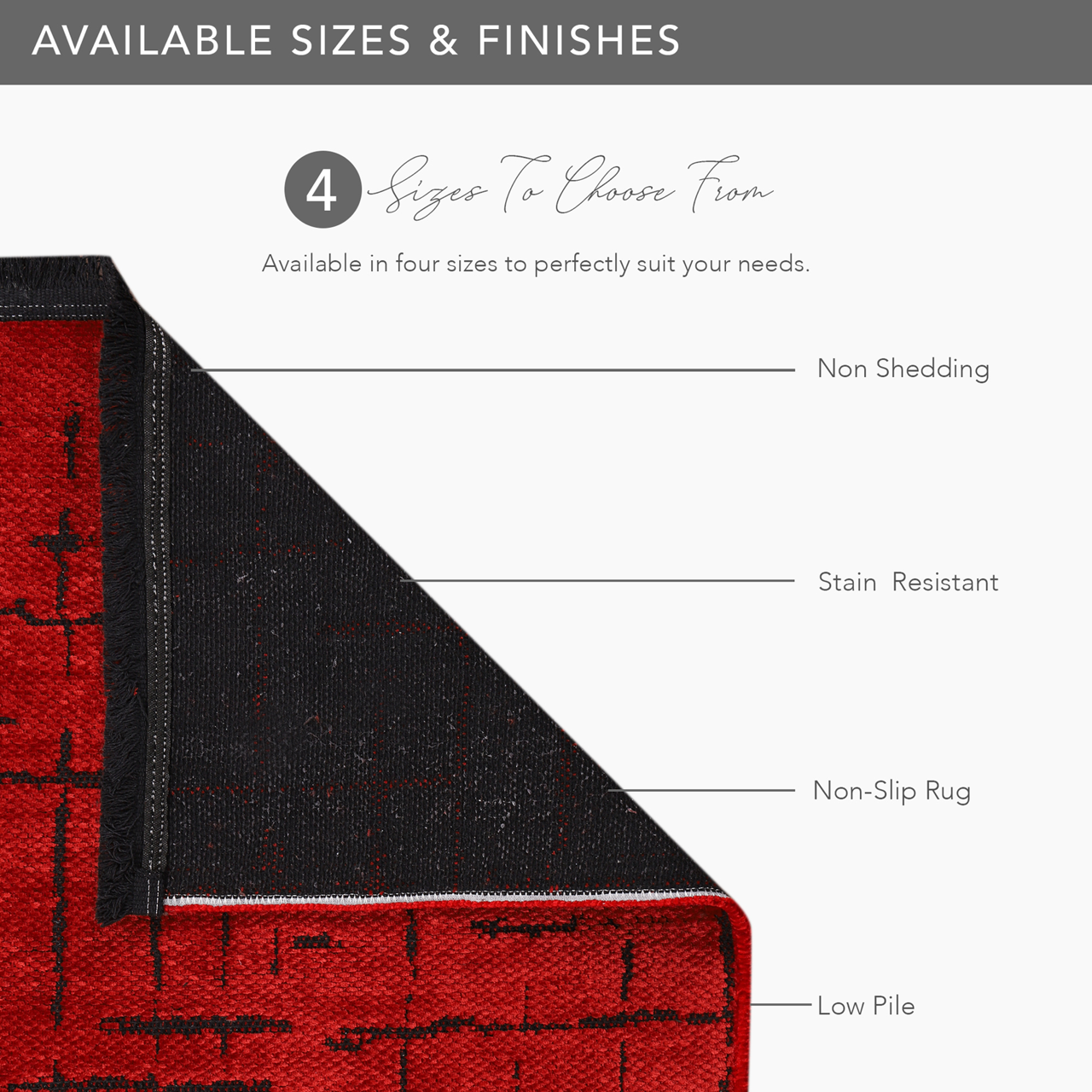 Ljuva Home Machine Washable Rug NT201 – RED Soft Chenille