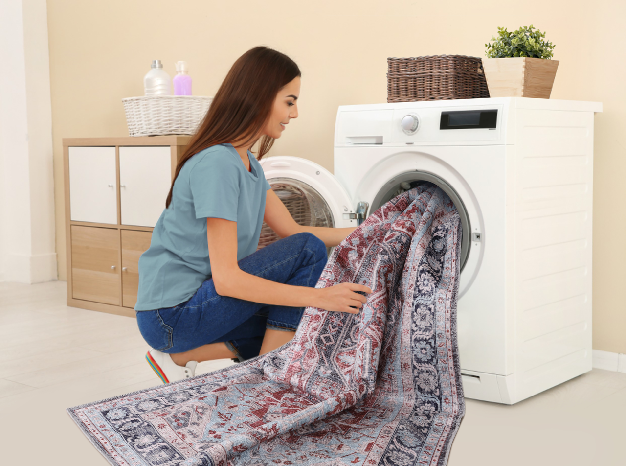 Ljuva Home Bohemian Grey Striped Washable Rug Design K1