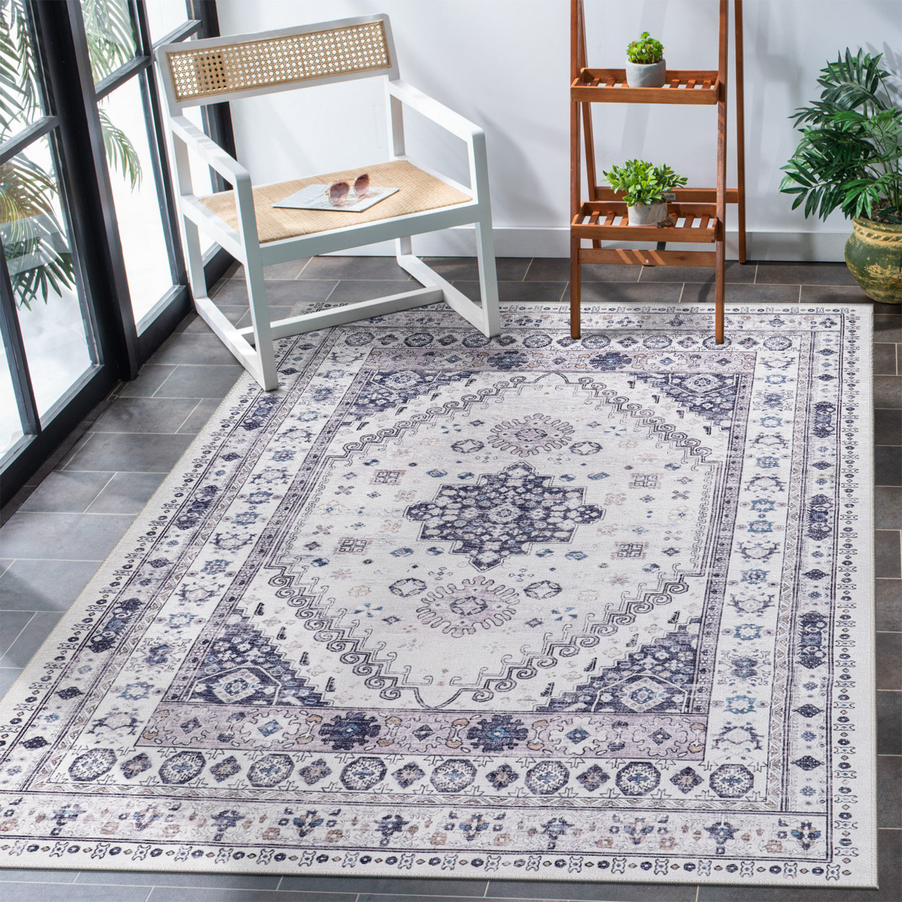 Ljuva Home - Modern Beige Floral Washable Rug - Design KELIM2001