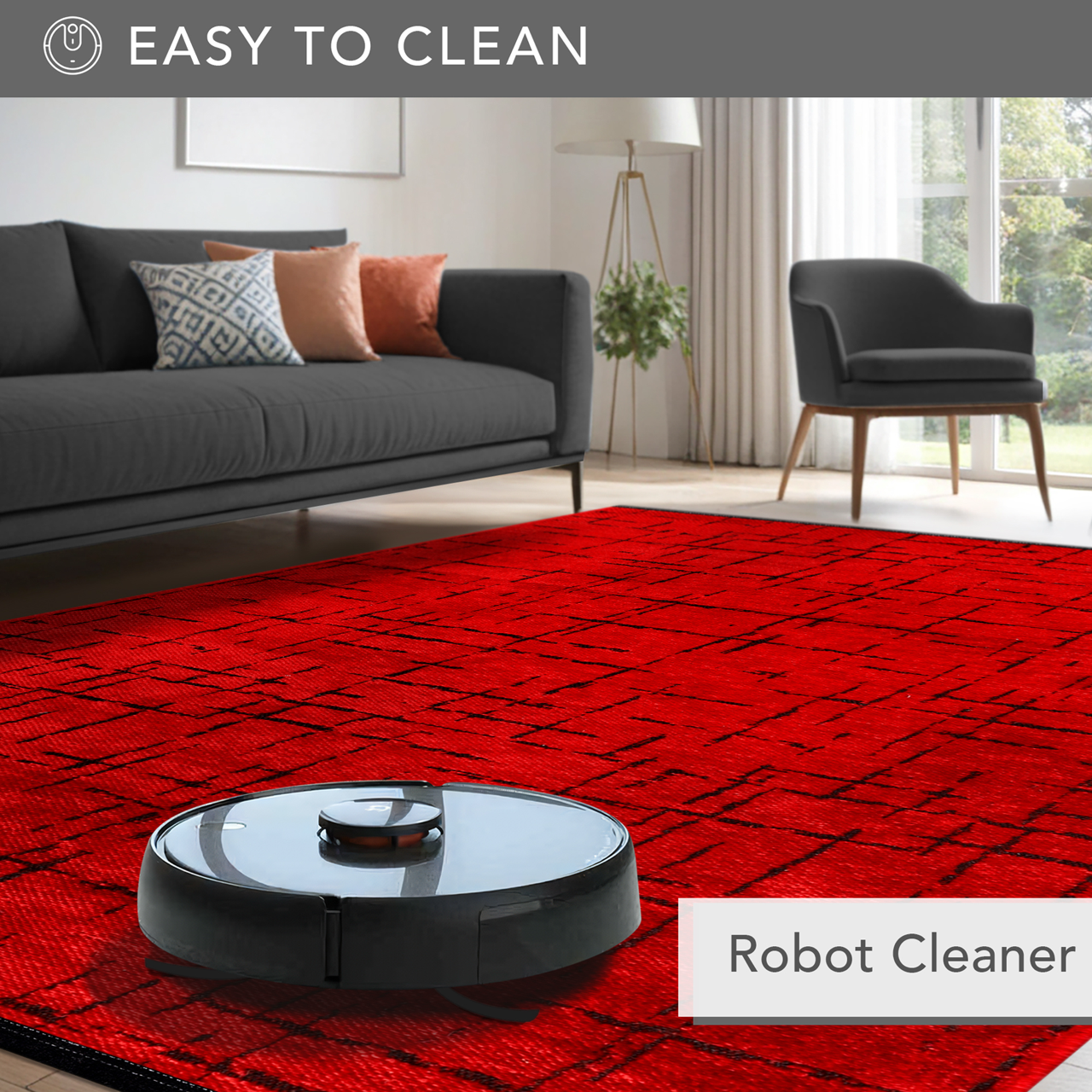 Ljuva Home Machine Washable Rug NT201 – RED Soft Chenille