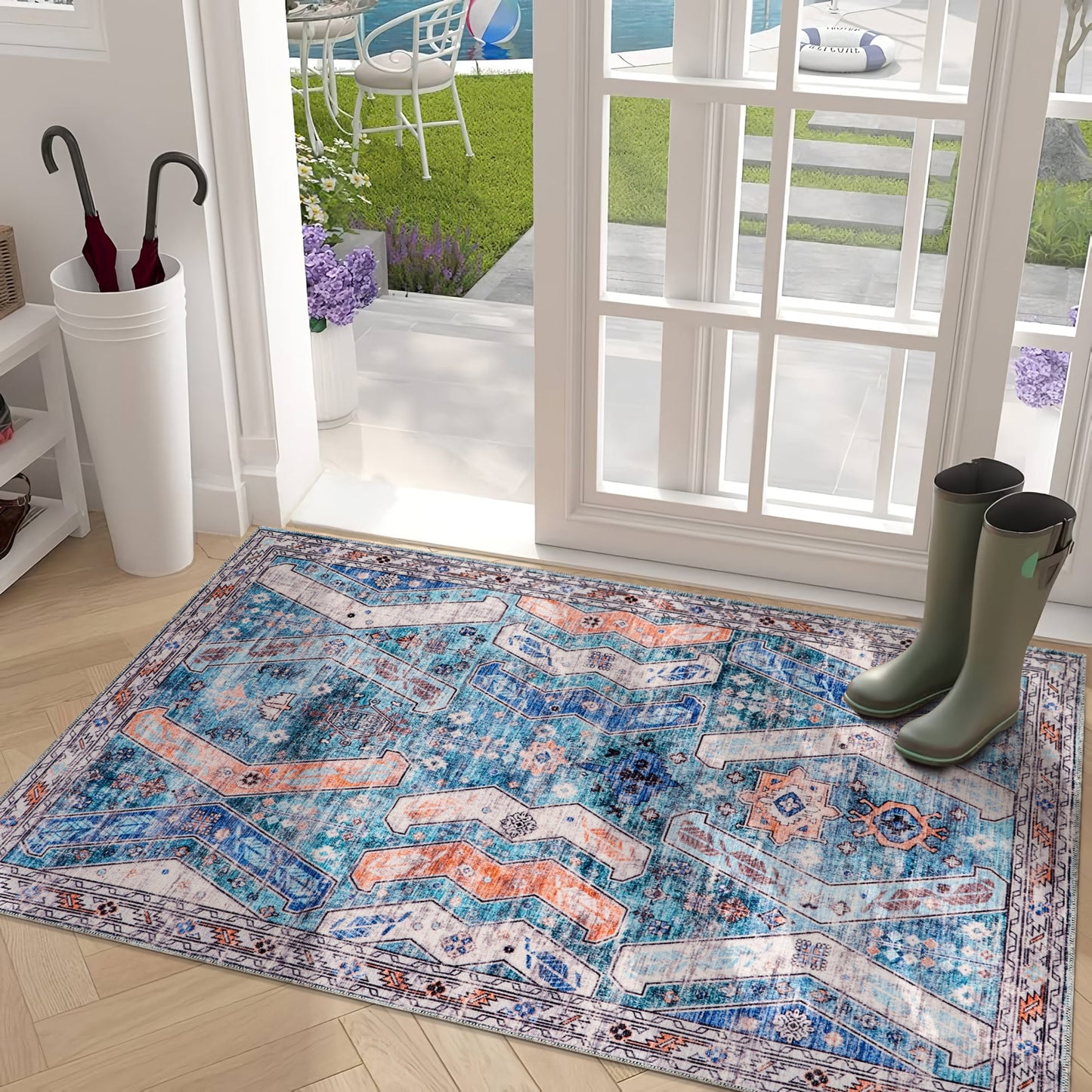 Ljuva Home Ð Kilim Red Medallion Washable Rug Ð Design NL1015