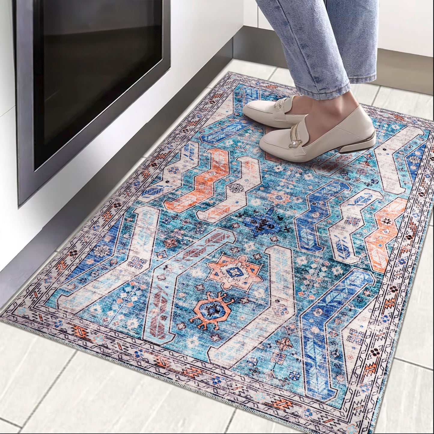 Ljuva Home Ð Kilim Red Medallion Washable Rug Ð Design NL1015