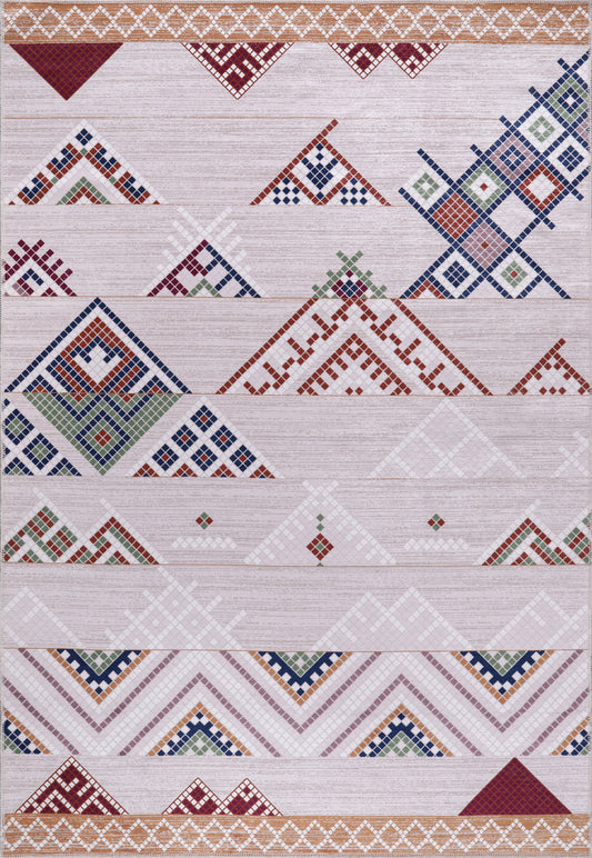 Ljuva Home - Bohemian Grey Striped Washable Rug, Design NL1002