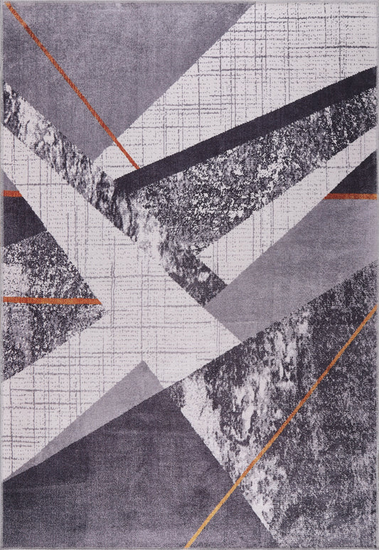 Ljuva Home Bohemian Grey Striped Washable Rug Design NL1005