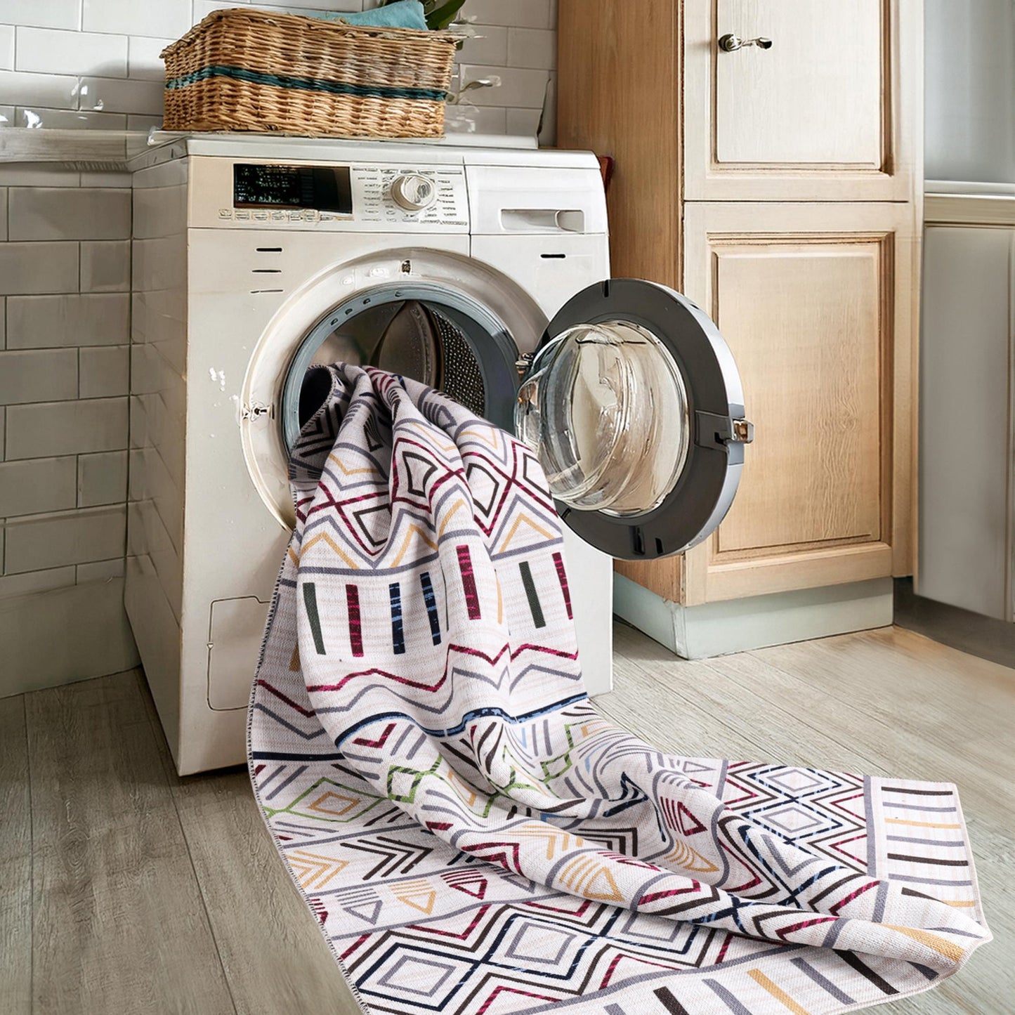 Ljuva Home Kilim Red Medallion Washable Rug Design RW1005