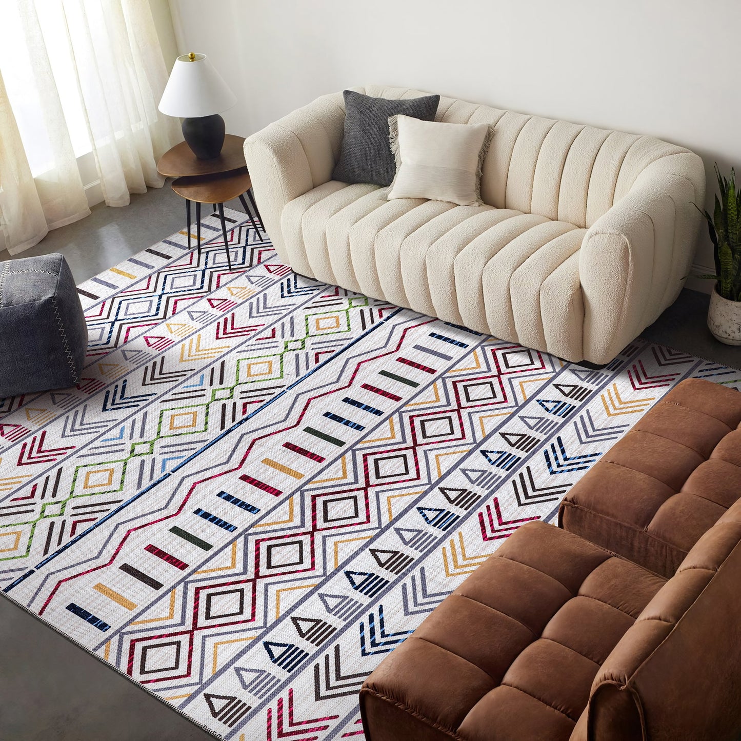 Ljuva Home Kilim Red Medallion Washable Rug Design RW1005