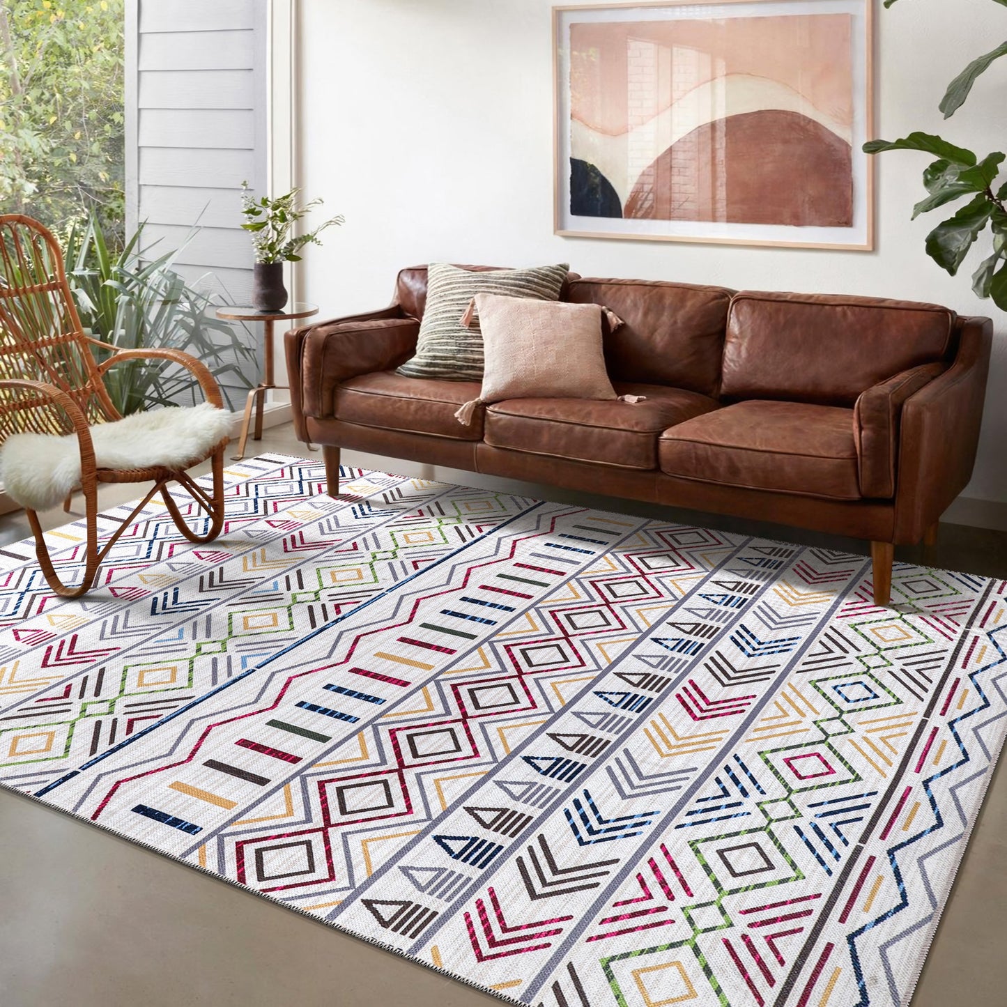 Ljuva Home Kilim Red Medallion Washable Rug Design RW1005