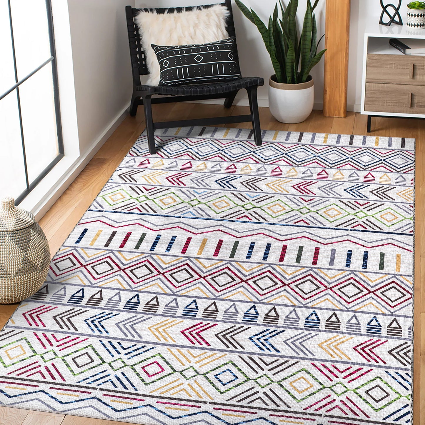 Ljuva Home Kilim Red Medallion Washable Rug Design RW1005