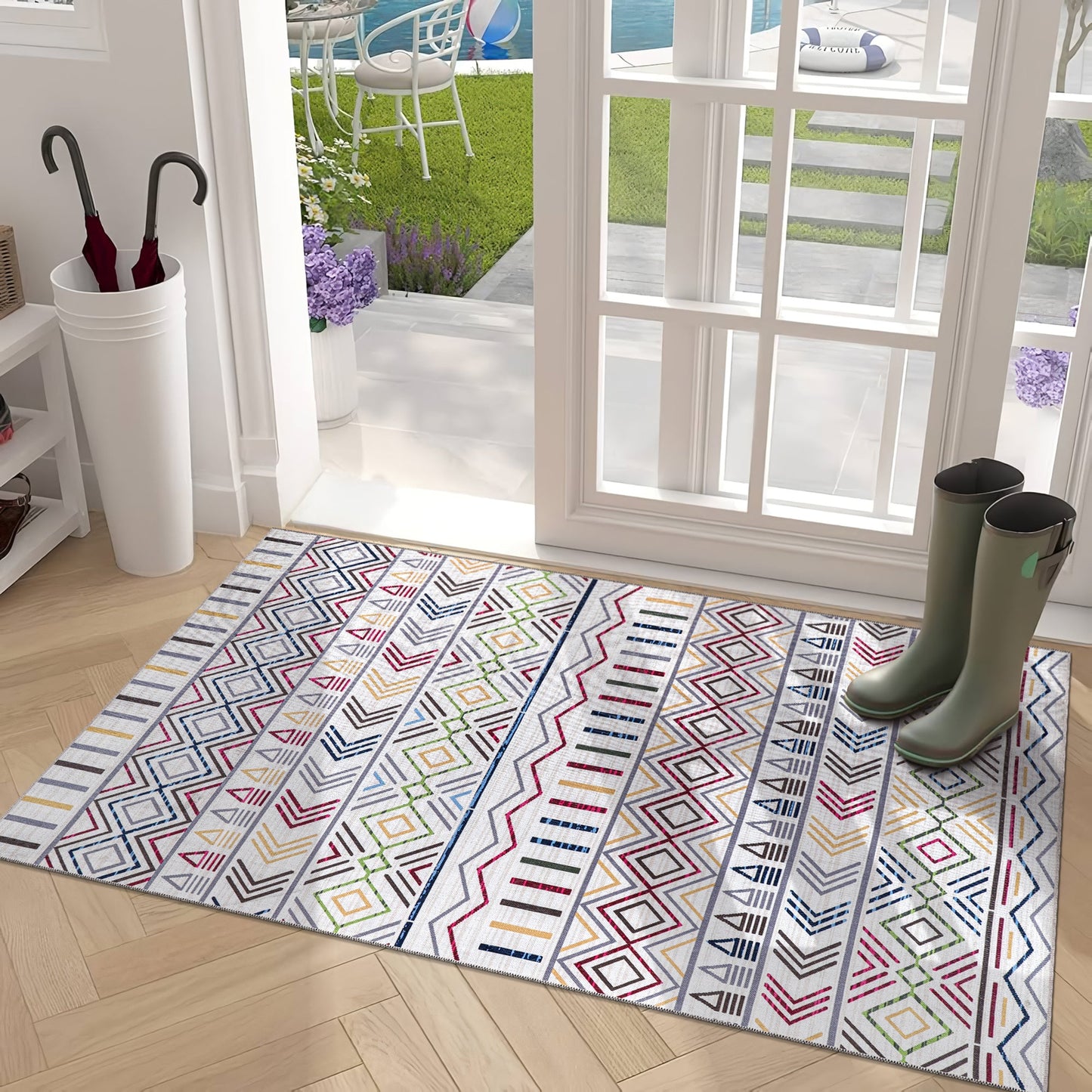 Ljuva Home Kilim Red Medallion Washable Rug Design RW1005