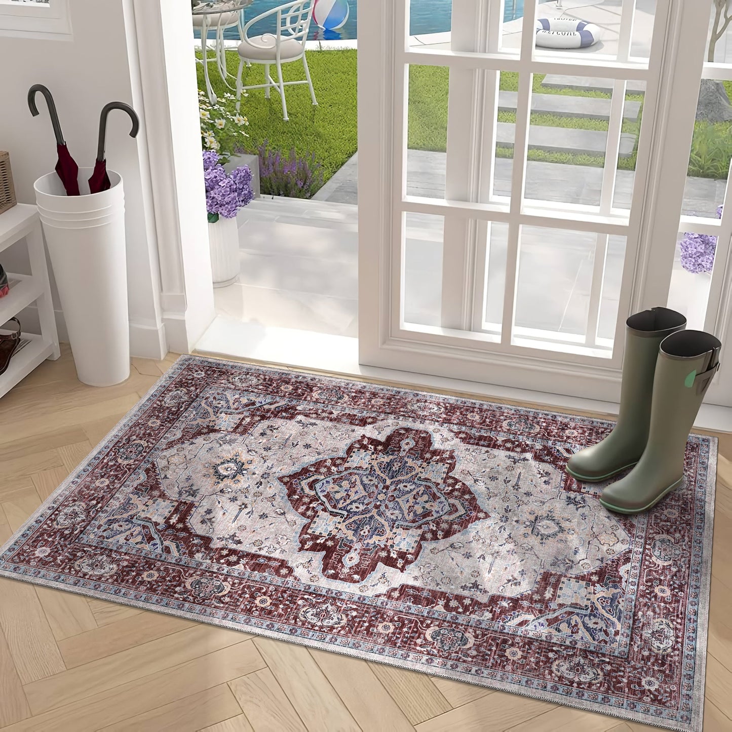 Ljuva Home RW1008 – Machine Washable Persian Medallion Rug | Traditional Oriental Vintage Carpet for Living Room, Bedroom & Dining