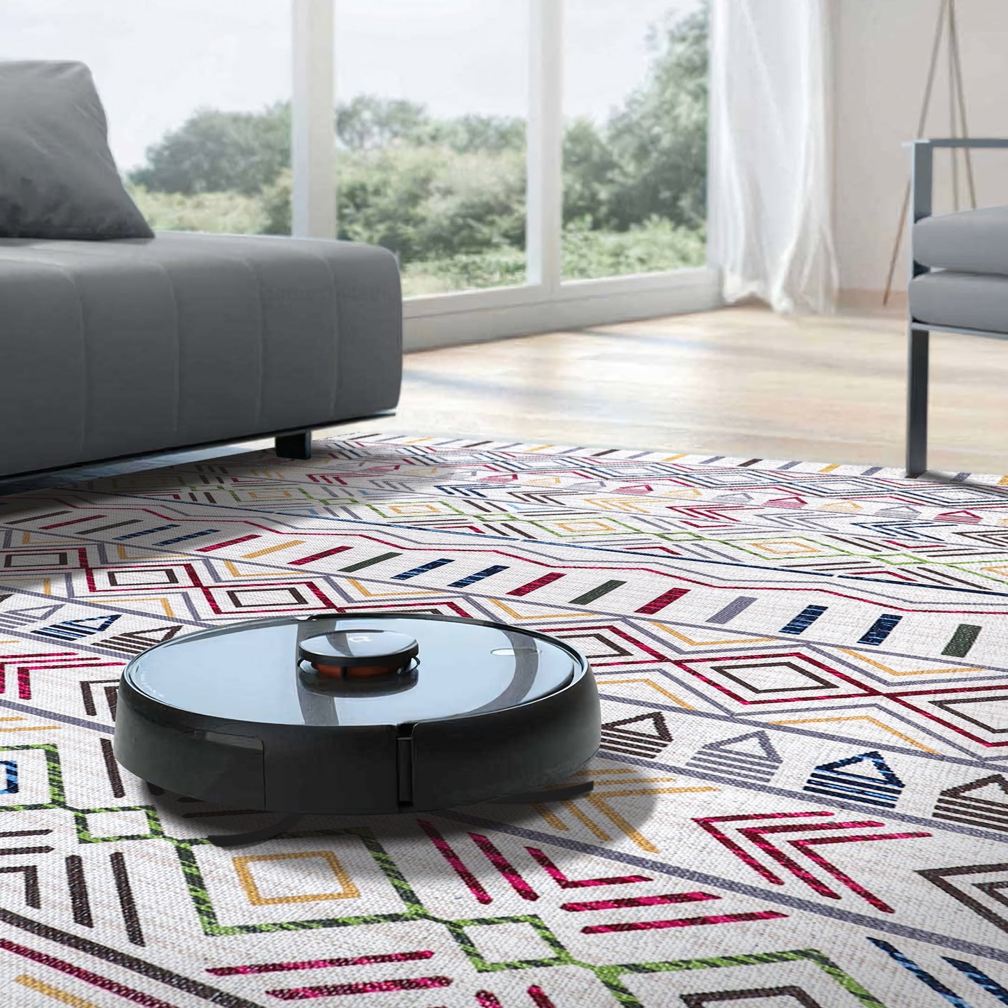 Ljuva Home Kilim Red Medallion Washable Rug Design RW1005