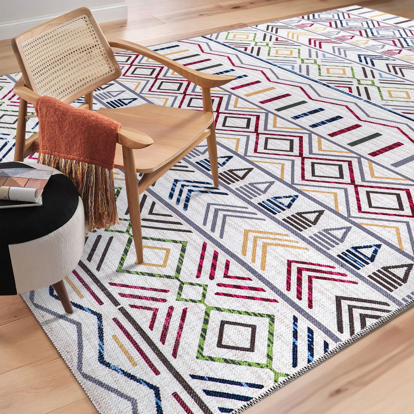 Ljuva Home Kilim Red Medallion Washable Rug Design RW1005