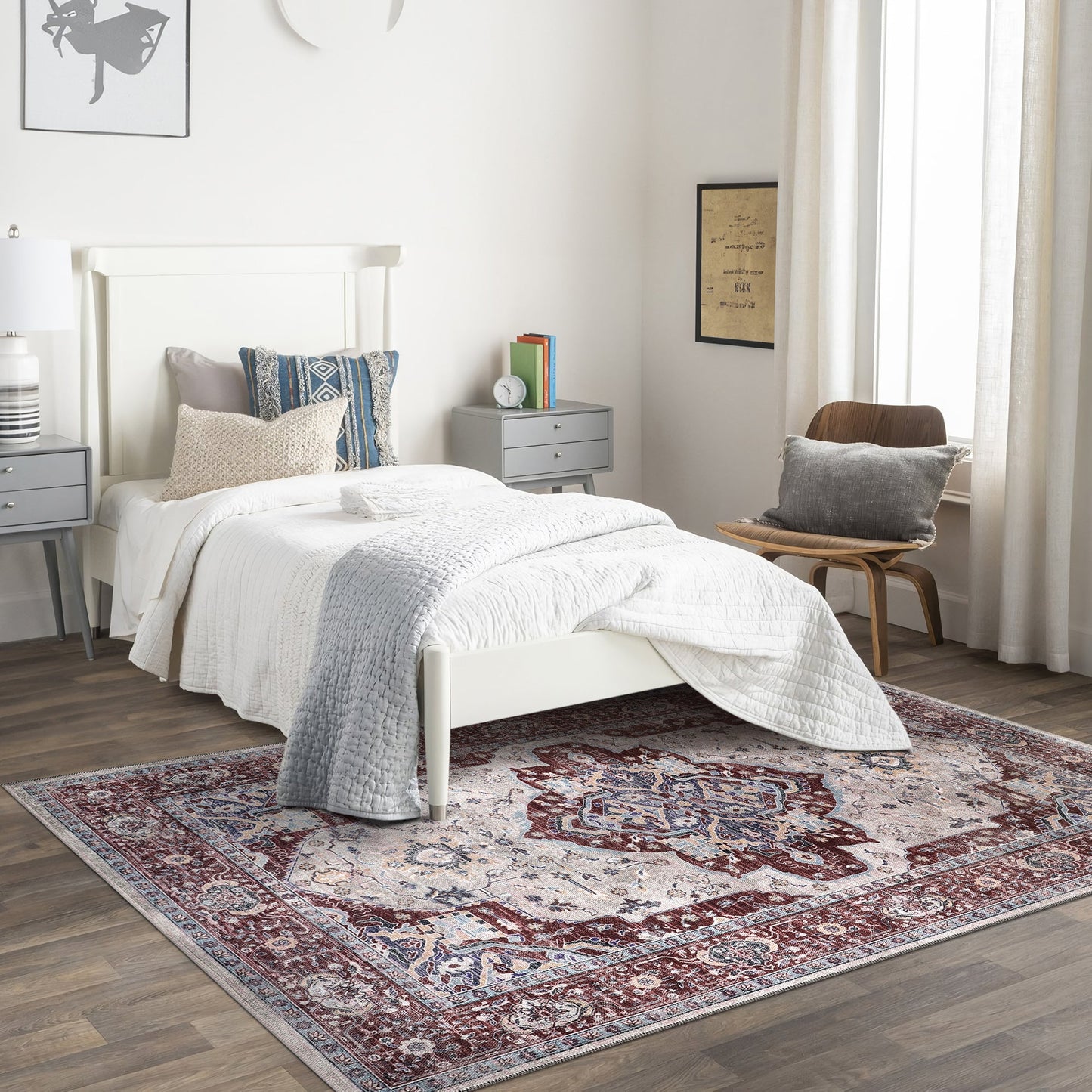 Ljuva Home RW1008 – Machine Washable Persian Medallion Rug | Traditional Oriental Vintage Carpet for Living Room, Bedroom & Dining