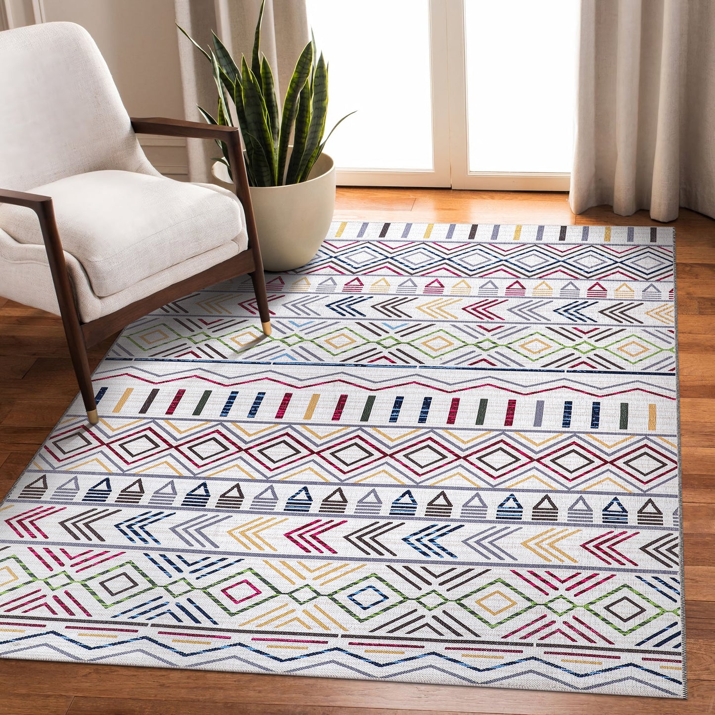 Ljuva Home Kilim Red Medallion Washable Rug Design RW1005