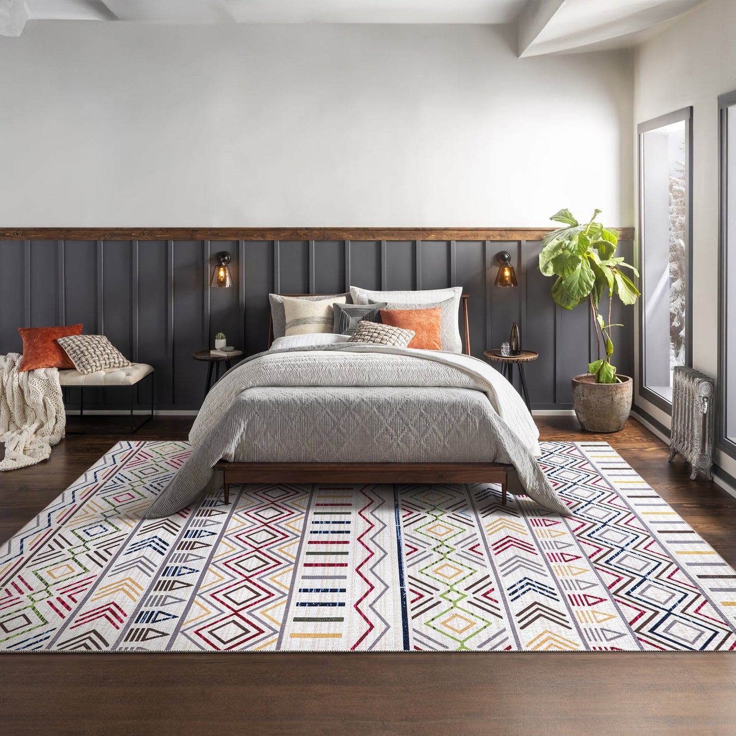 Ljuva Home Kilim Red Medallion Washable Rug Design RW1005