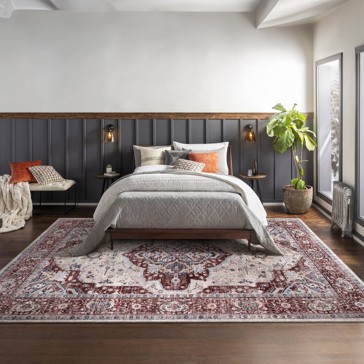 Ljuva Home RW1008 – Machine Washable Persian Medallion Rug | Traditional Oriental Vintage Carpet for Living Room, Bedroom & Dining