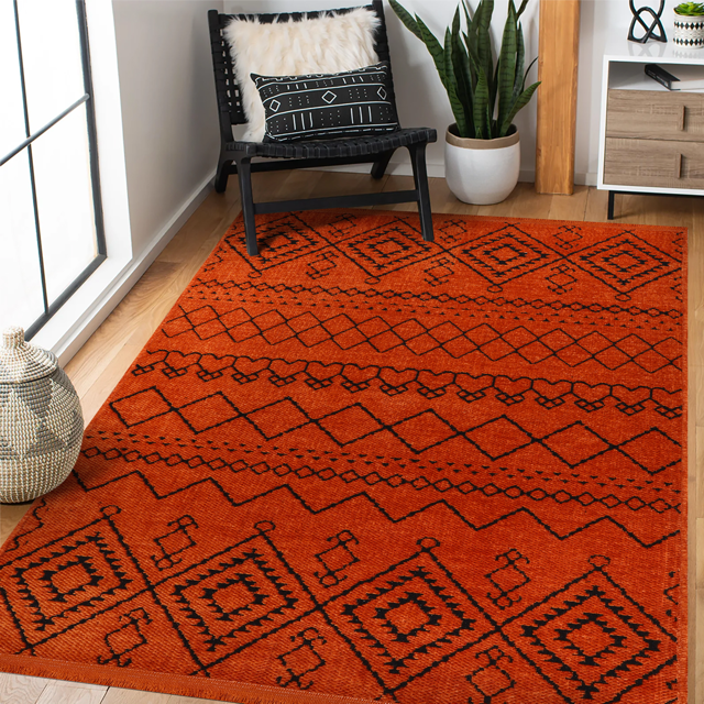 Ljuva Home Machine Washable Rug RW1801 – ORANGE Soft Chenille