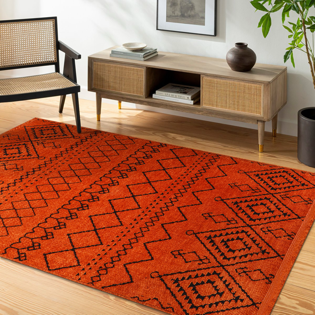 Ljuva Home Machine Washable Rug RW1801 – ORANGE Soft Chenille