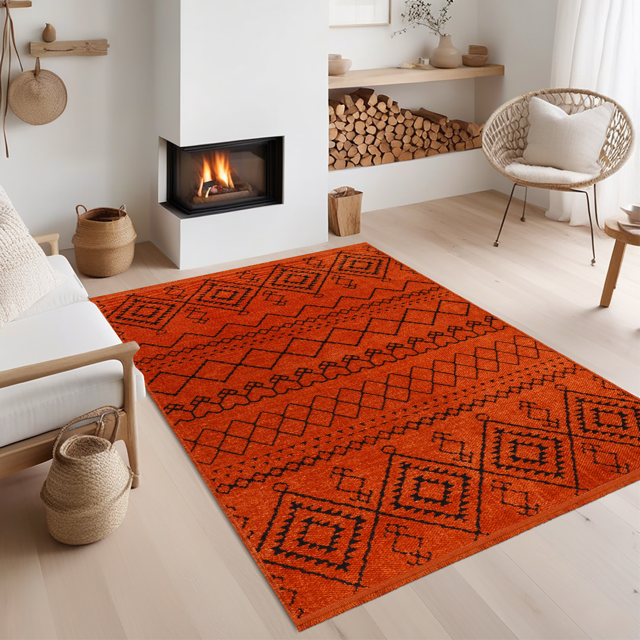 Ljuva Home Machine Washable Rug RW1801 – ORANGE Soft Chenille