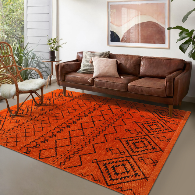 Ljuva Home Machine Washable Rug RW1801 – ORANGE Soft Chenille
