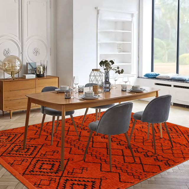 Ljuva Home Machine Washable Rug RW1801 – ORANGE Soft Chenille