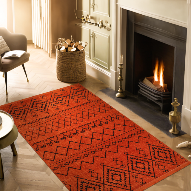 Ljuva Home Machine Washable Rug RW1801 – ORANGE Soft Chenille