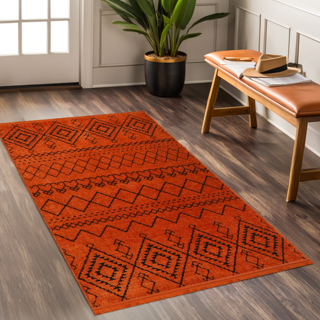 Ljuva Home Machine Washable Rug RW1801 – ORANGE Soft Chenille