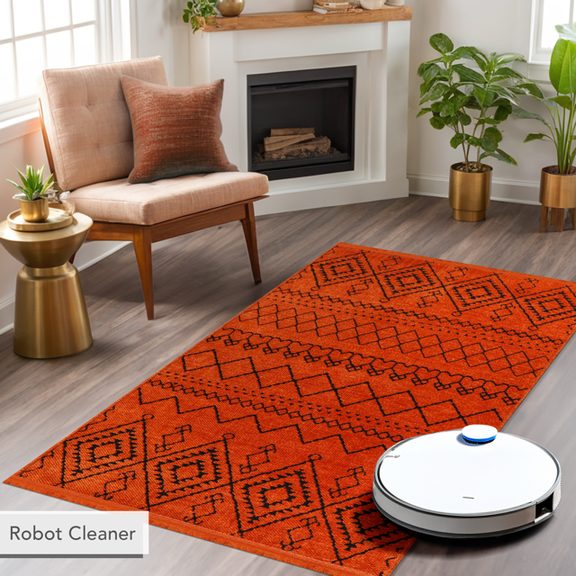 Ljuva Home Machine Washable Rug RW1801 – ORANGE Soft Chenille