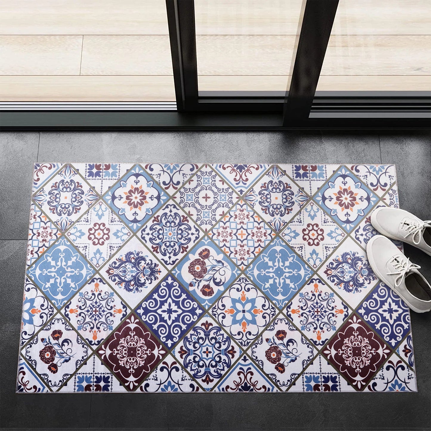 Ljuva Home Modern Beige Floral Washable Rug Design 4002