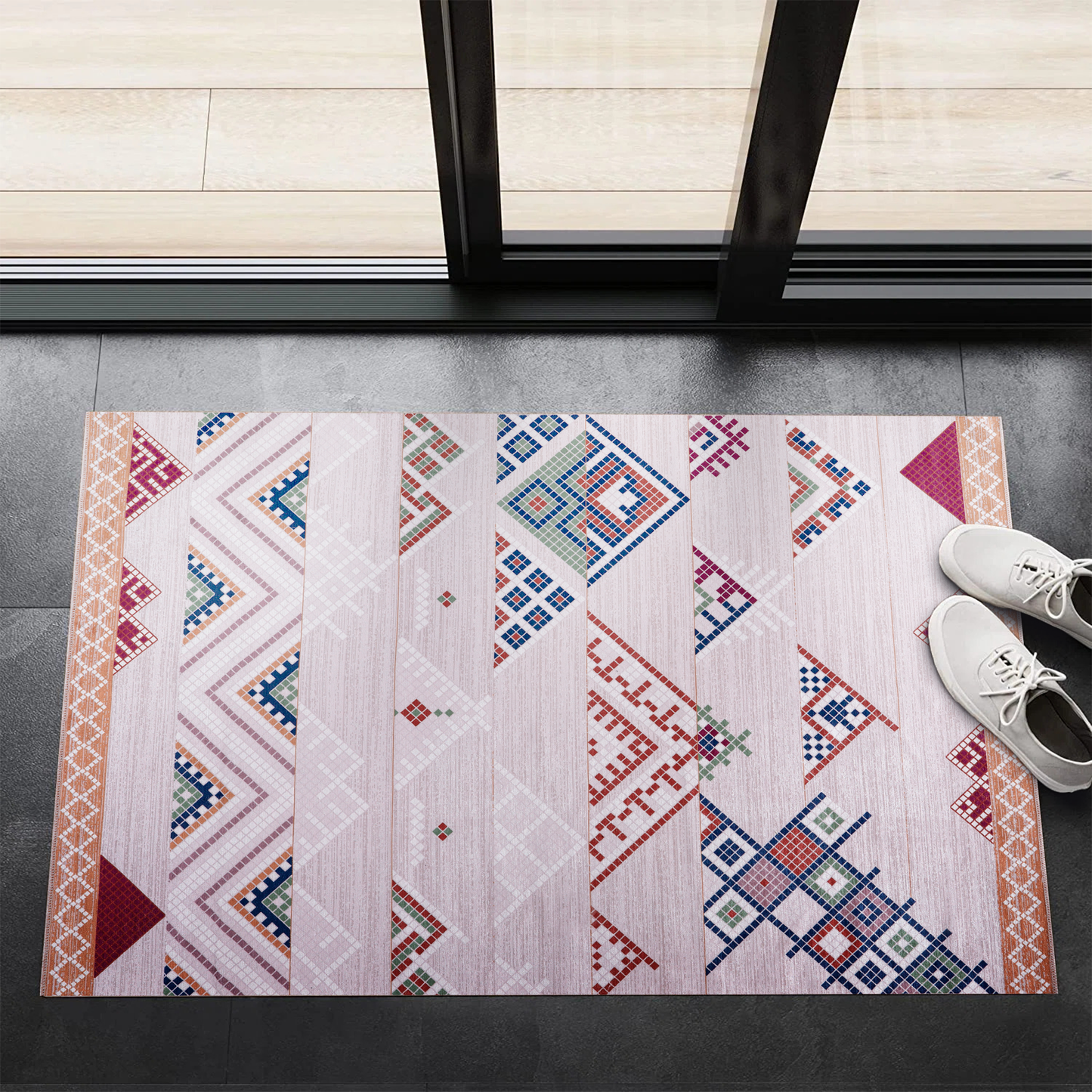 Ljuva Home - Bohemian Grey Striped Washable Rug, Design NL1002