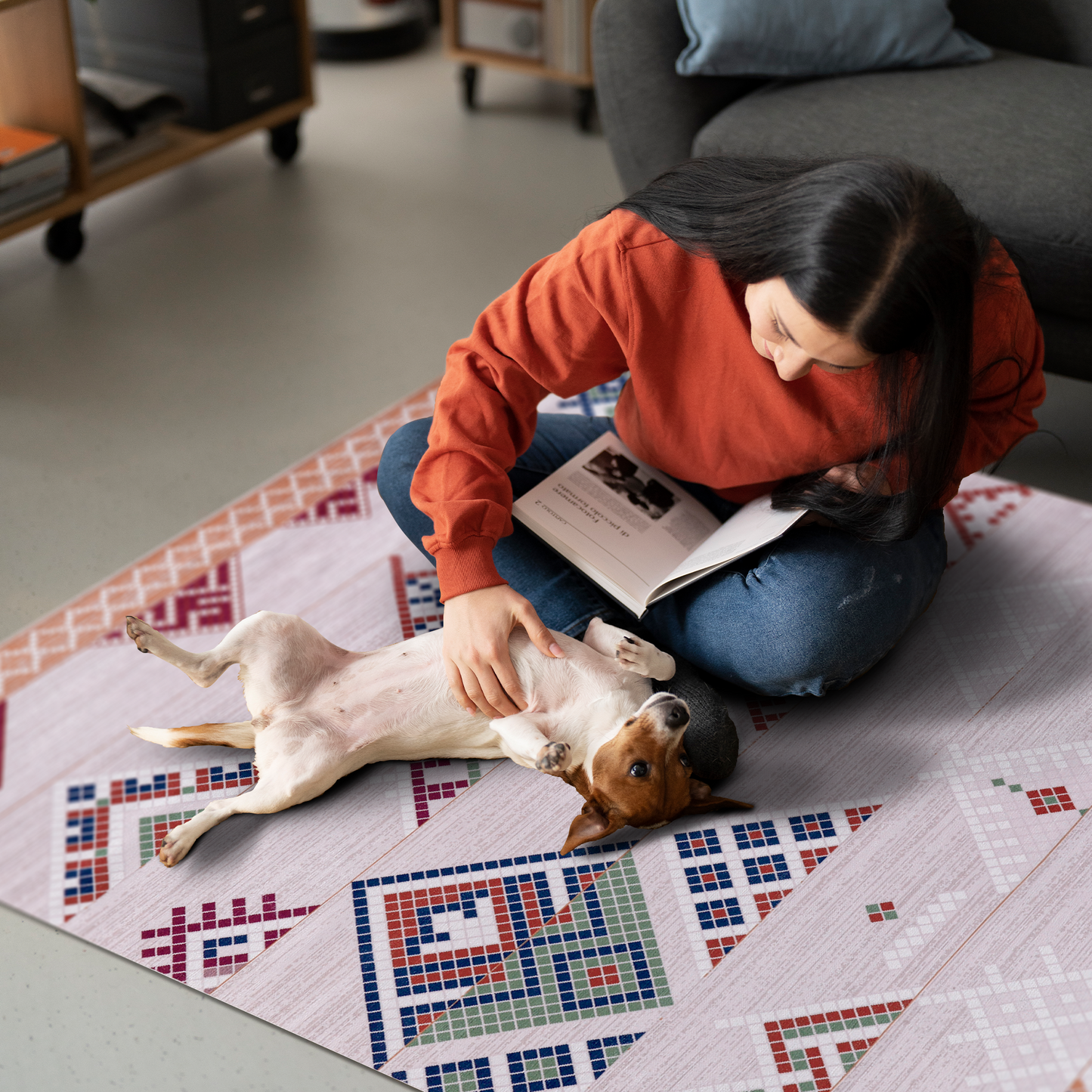 Ljuva Home - Bohemian Grey Striped Washable Rug, Design NL1002