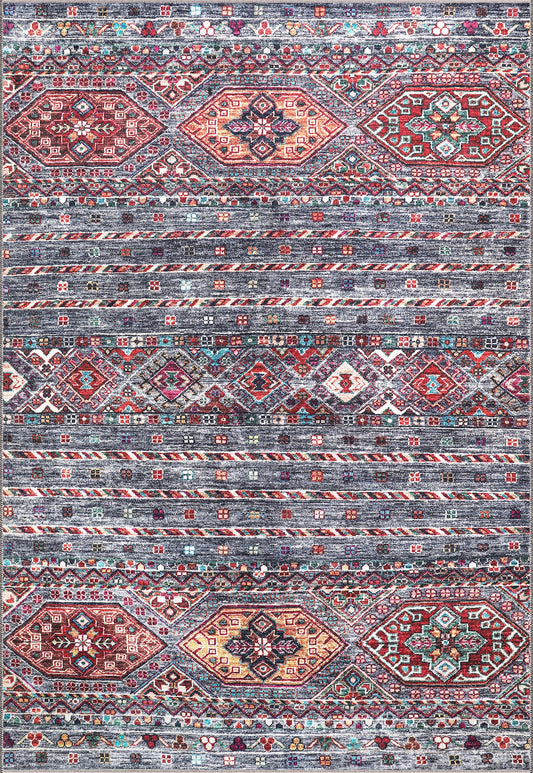 Ljuva Home RW1002 – Machine Washable Multicolor Tribal Diamond Rug | Bohemian Kilim-Style Carpet for Living Room, Bedroom & Office
