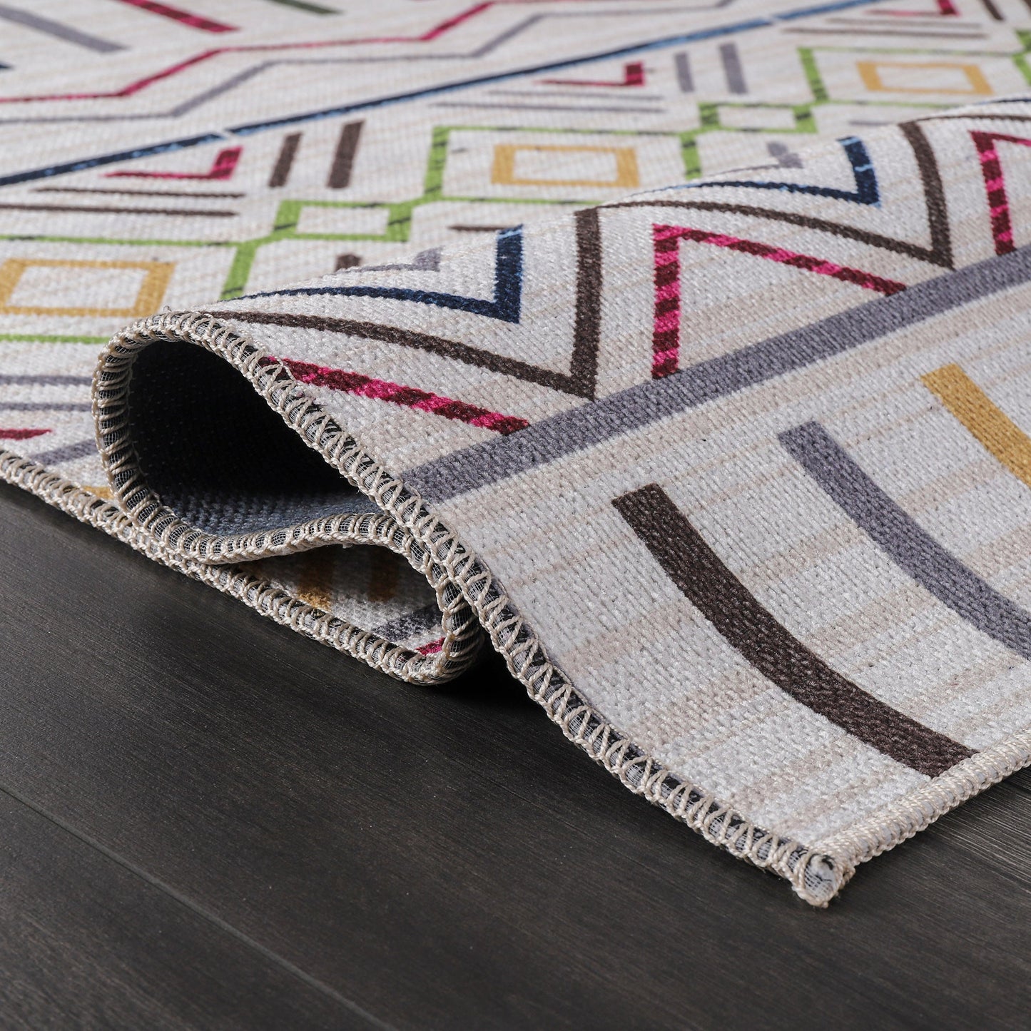 Ljuva Home Kilim Red Medallion Washable Rug Design RW1005