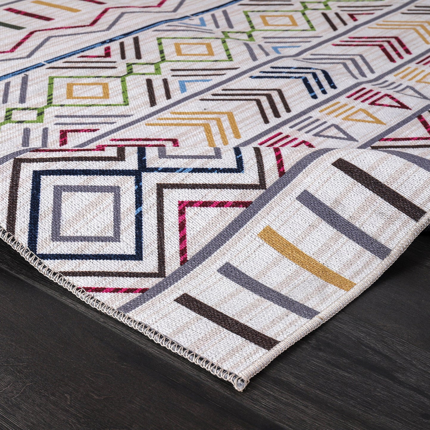 Ljuva Home Kilim Red Medallion Washable Rug Design RW1005