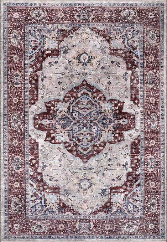 Ljuva Home RW1008 – Machine Washable Persian Medallion Rug | Traditional Oriental Vintage Carpet for Living Room, Bedroom & Dining