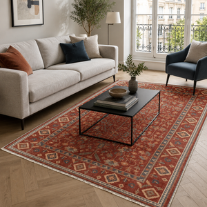 Kilim Mörkt vinröd – tvättbar matta