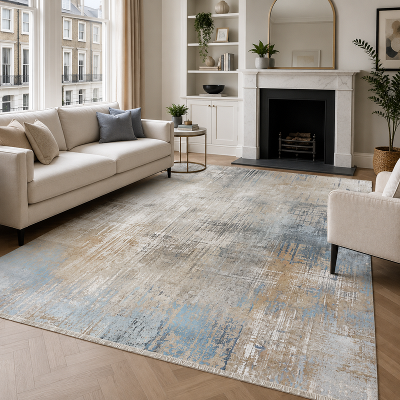 Oblique Pewter – washable rug