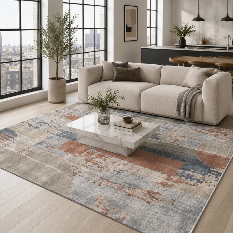 Mosaic Marinblå – tvättbar matta