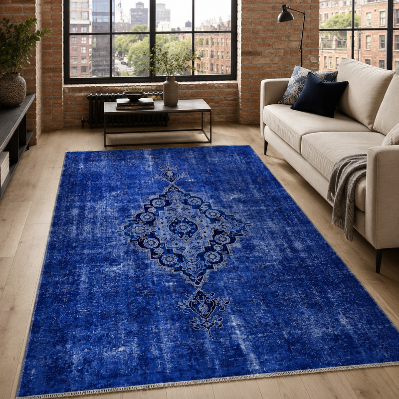 Caravan Indigo – washable rug