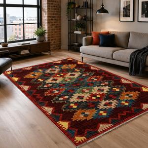 Kilim Vinröd – tvättbar matta