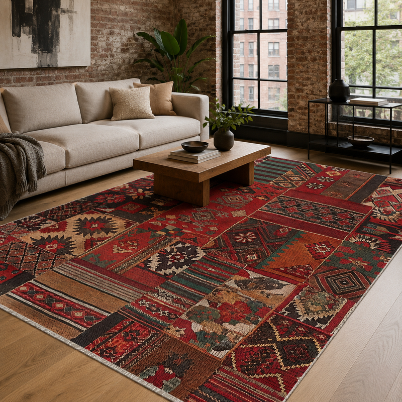 Silk Road Crimson – washable rug