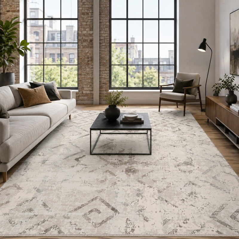 Trellis Taupe – tvättbar matta